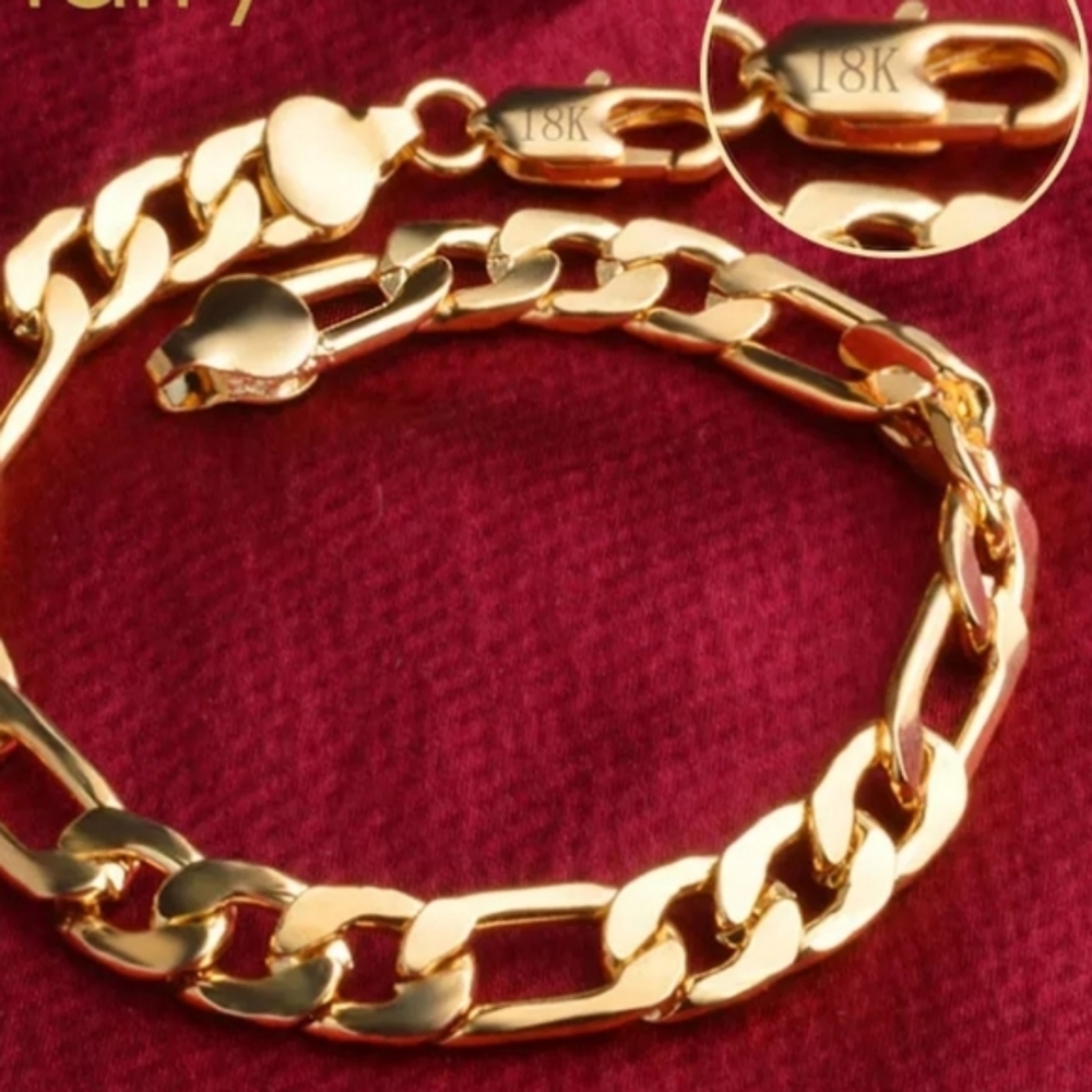 18K & 925 Gold and Silver 8MM Sideways Bracelet - Picture 4 of 6